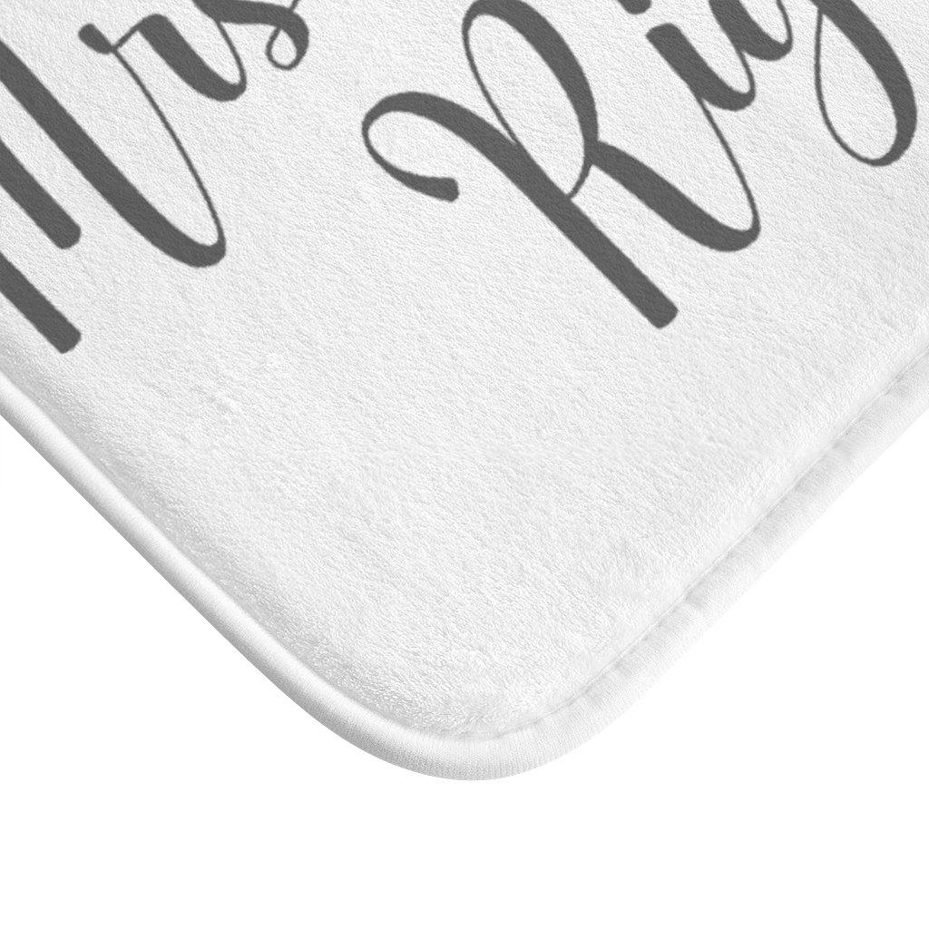 "Mrs. Always Right" White with Grey Lettering Funny Modern Minimalist Bath Mat | lovevisionkarma.com