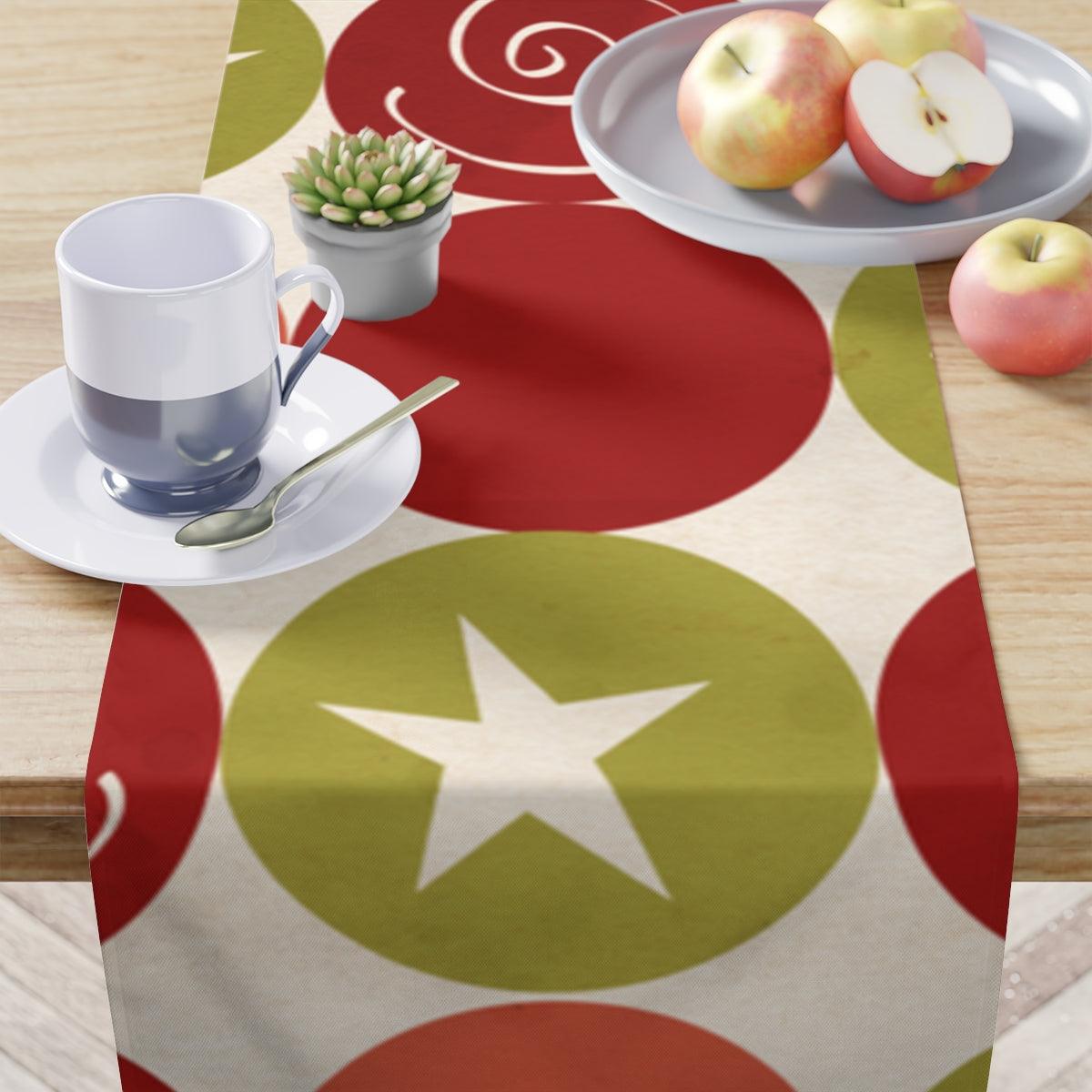 Retro 50's Atomic Burst MCM Red and Green Table Runner | lovevisionkarma.com