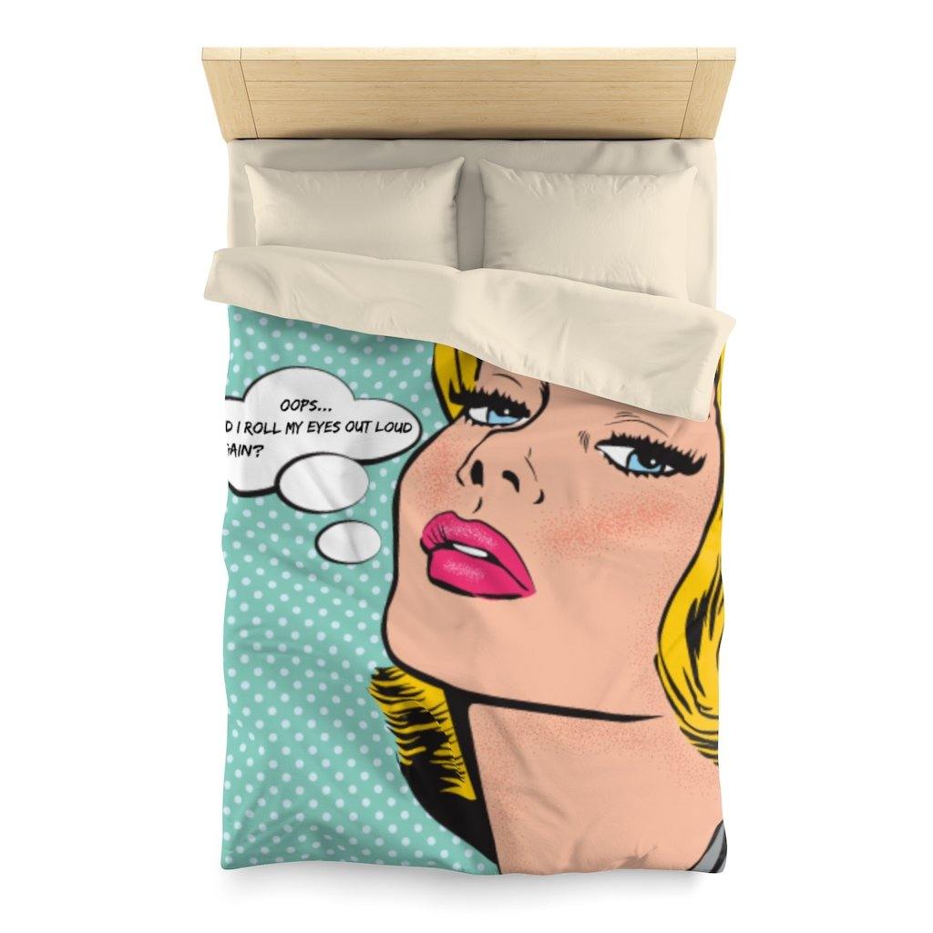 "Roll My Eyes Out Loud" Comic Pop Art Duvet Cover | lovevisionkarma.com