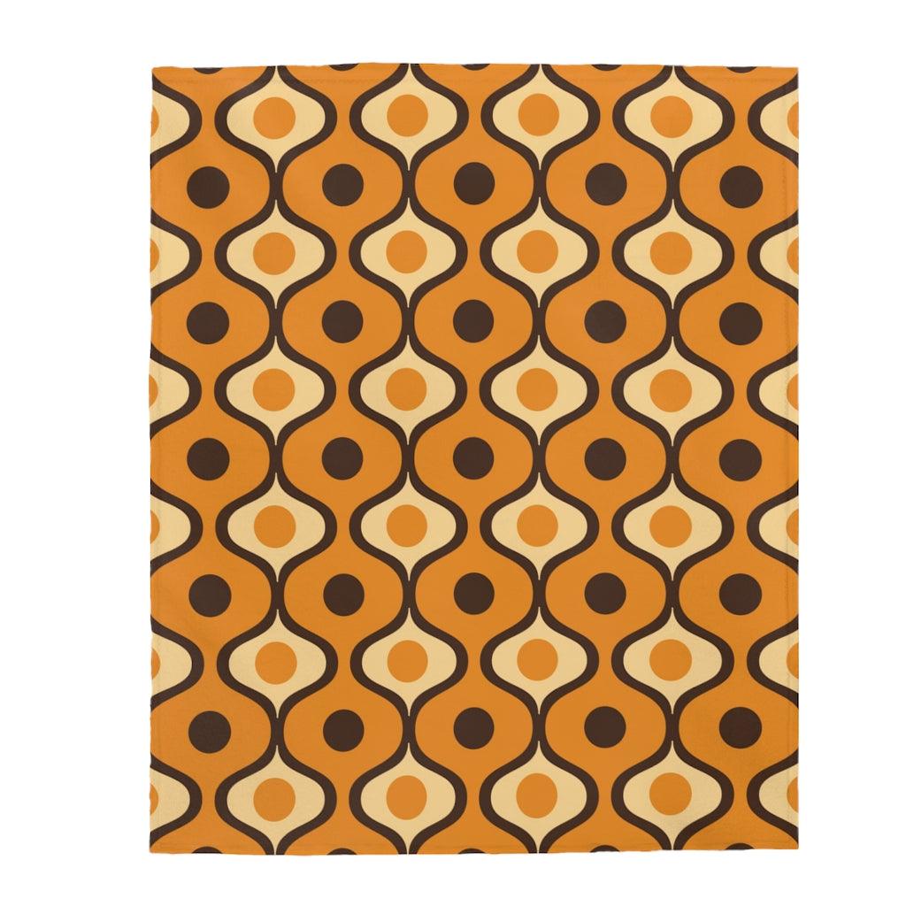 Retro Mid Century Bulbs and Circles Orange Lightweight Velveteen Blanket | lovevisionkarma.com