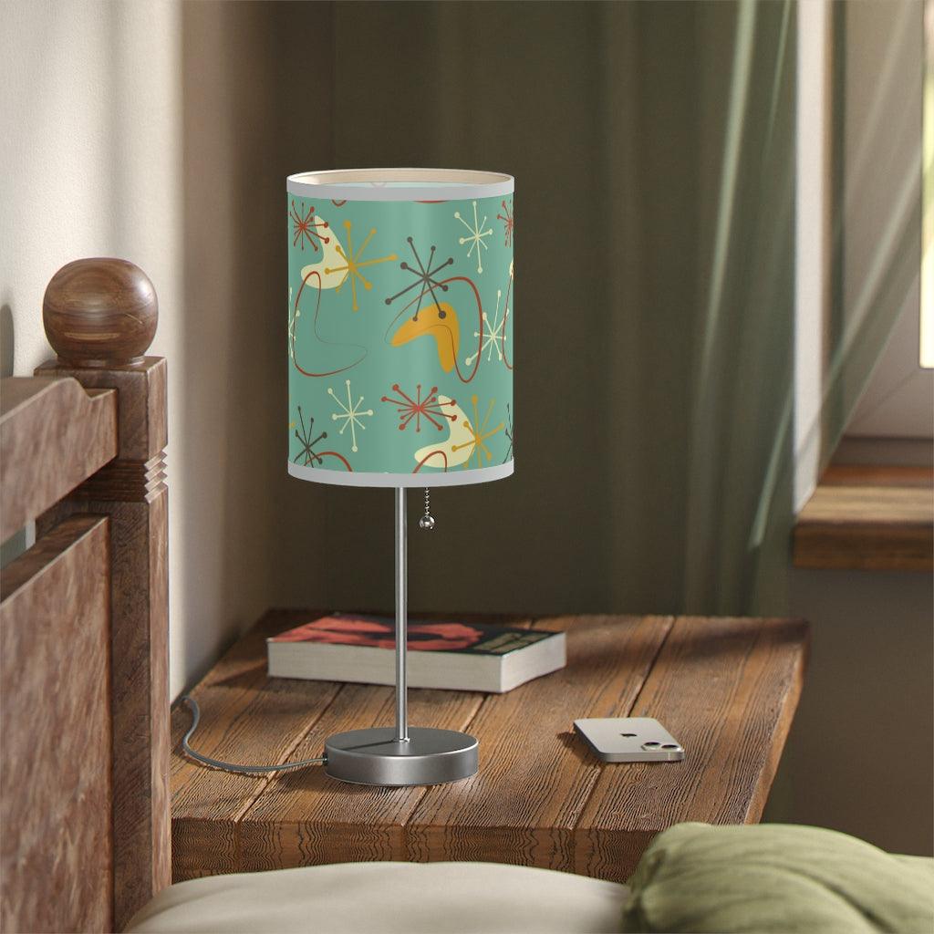 Atomic Boomerang and Burst MCM Teal Tabletop Lamp | lovevisionkarma.com