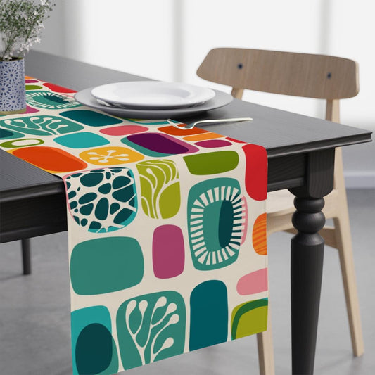 50s 60s Mid Century Modern Vibrant Abstract Table Runner | lovevisionkarma.com