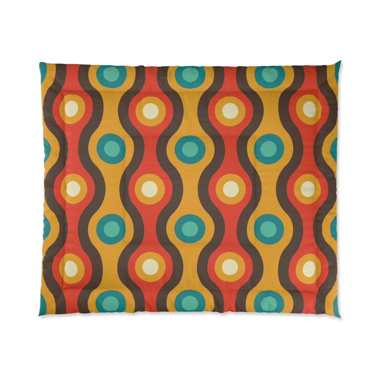 Retro 60s 70s Waves Mid Century Mod Brown & Orange Comforter | lovevisionkarma.com