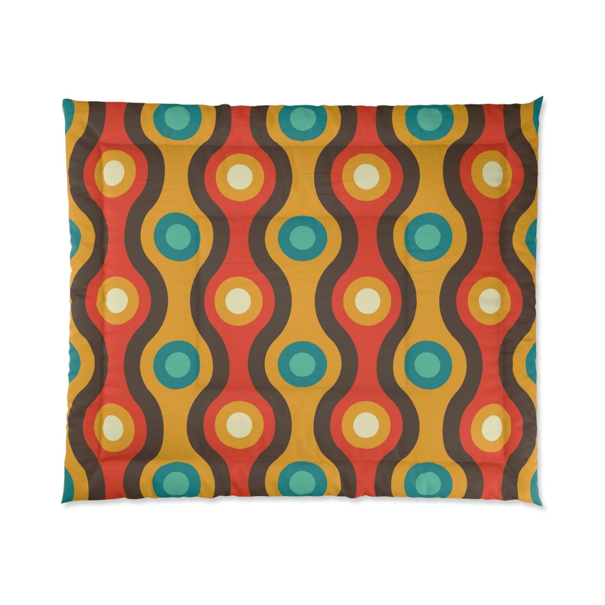 Retro 60s 70s Waves Mid Century Mod Brown & Orange Comforter | lovevisionkarma.com