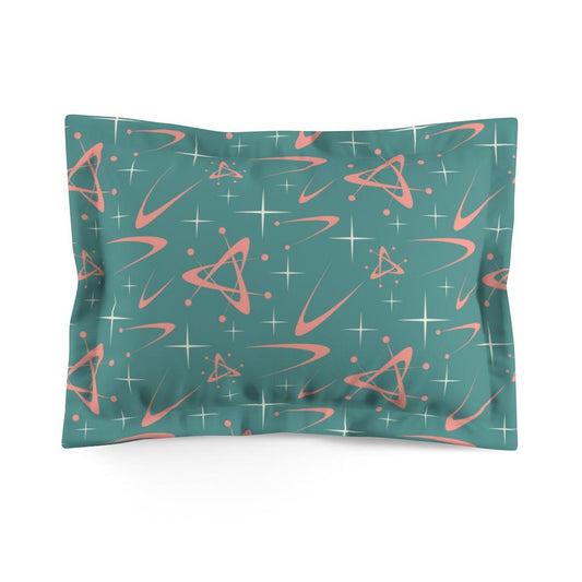 Atomic Age Burst and Boomerang Teal & Pink Pillow Sham | lovevisionkarma.com