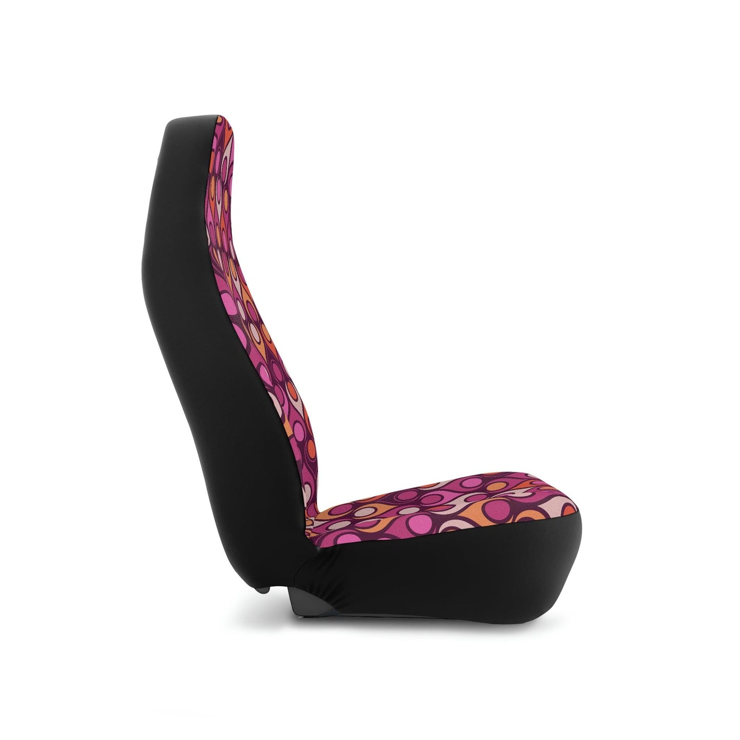 Retro Mod, Groovy Geometric Purple Magenta and Orange MCM Car Seat Covers | lovevisionkarma.com