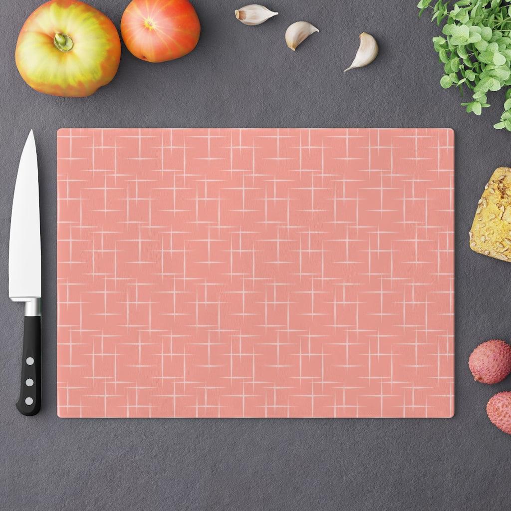 Retro Mid Century Modern Pink Glass Cutting Board | lovevisionkarma.com
