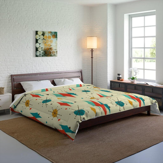 Retro 1950's Atomic Diamond Mid Century Modern Comforter | lovevisionkarma.com