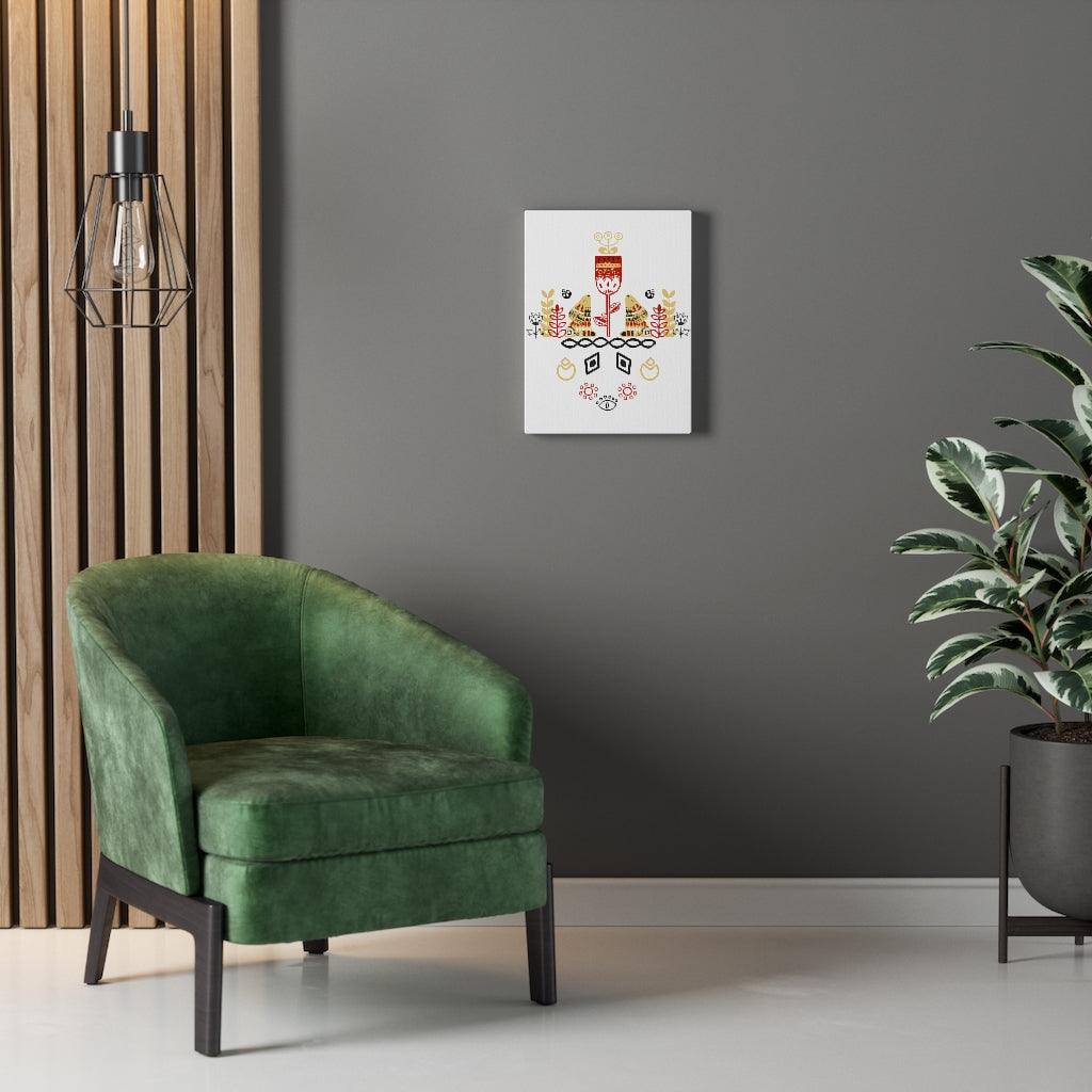 Scandinavian Nordic Folk Art Rabbits Mustard & Red Canvas Gallery Wrap | lovevisionkarma.com