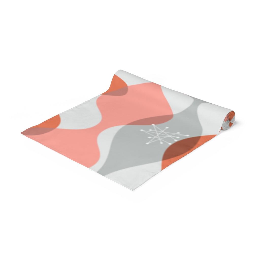 Mid Century Modern Table Runner, Pink Wavy Lines Retro Table Linens | lovevisionkarma.com