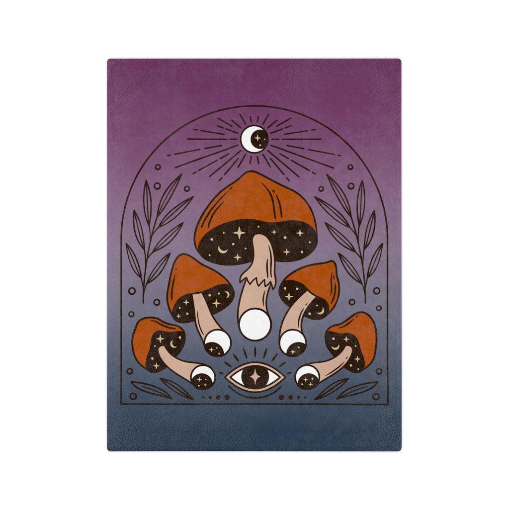 Boho Mushroomcore & Celestial Witchcore Velveteen Minky Blanket | lovevisionkarma.com