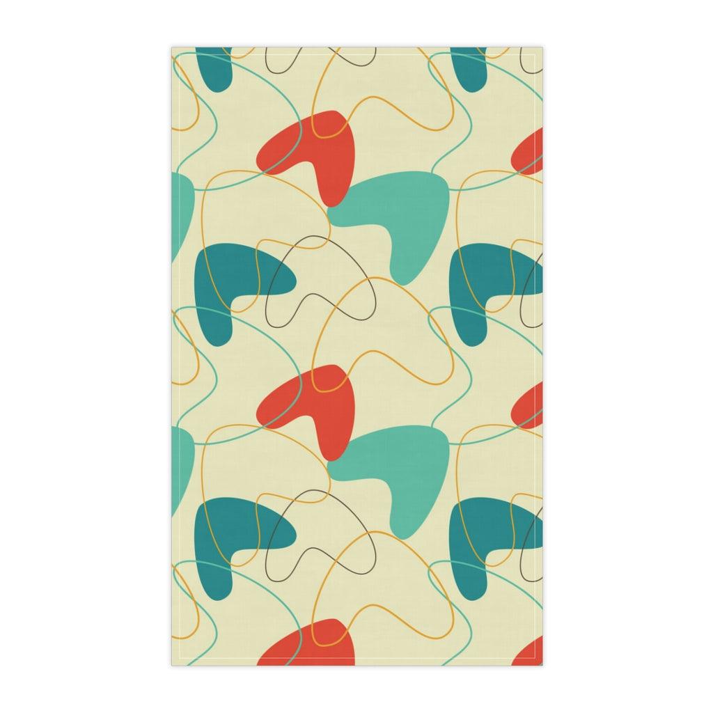 Retro Boomerangs Mid Century Modern Cream, Teal & Orange Kitchen Towel | lovevisionkarma.com