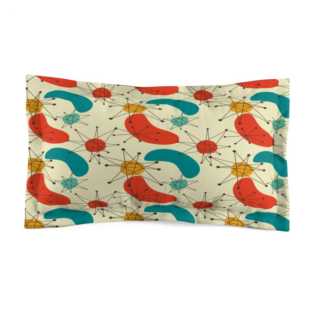 Retro Atomic Boomerang Blue & Orange Mid Century Modern Pillow Sham | lovevisionkarma.com