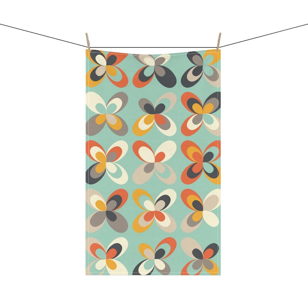 Retro Scandinavian Leaves & Flowers Danish MCM Tea Towel | lovevisionkarma.com