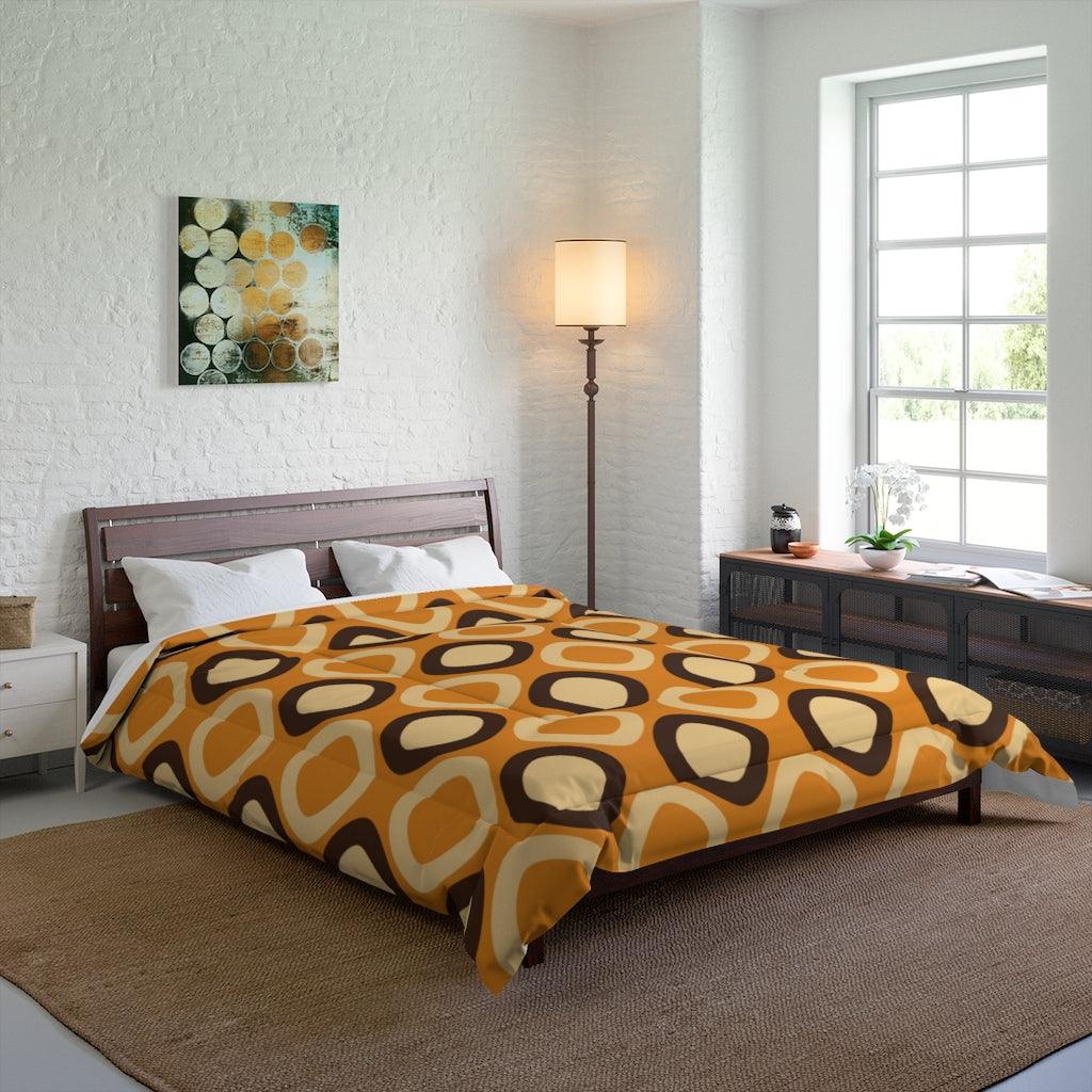Retro Mod Squares Orange MCM Comforter | lovevisionkarma.com