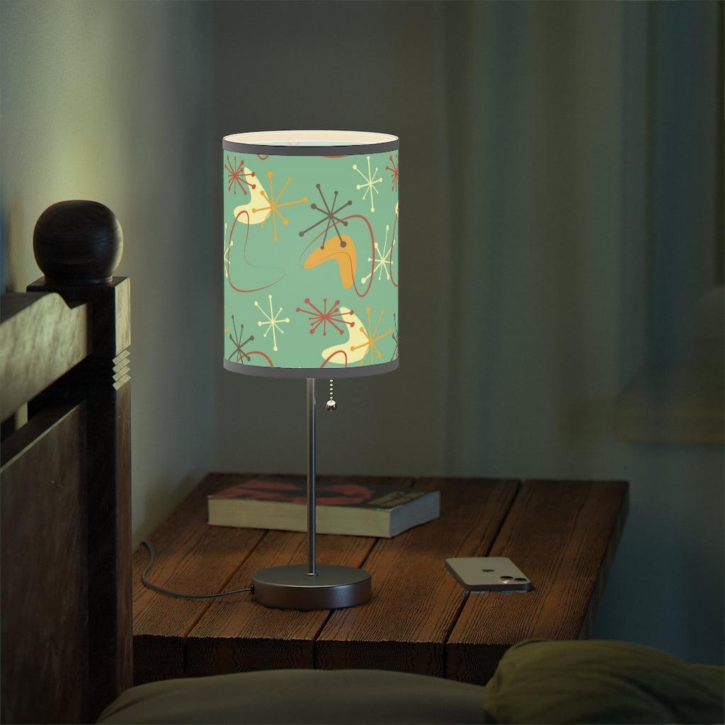 Atomic Boomerang and Burst MCM Teal Tabletop Lamp | lovevisionkarma.com