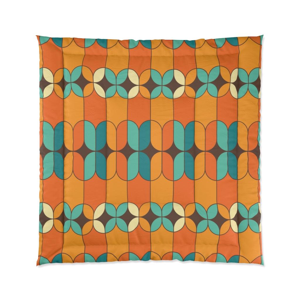 MCM Retro 60s 70s Orange, Brown and Teal Comforter | lovevisionkarma.com