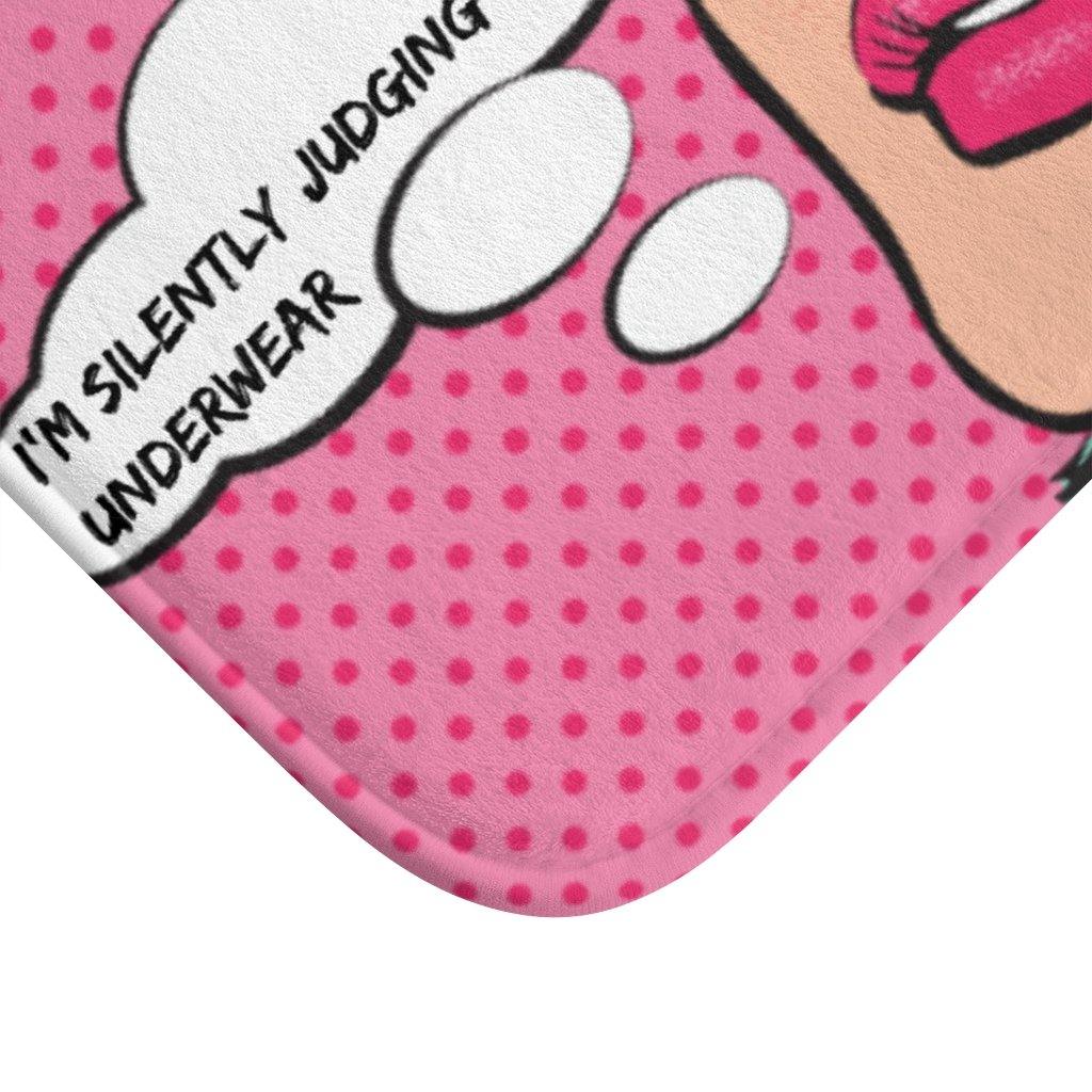 "Silently Judging" Comic Pop Art Funny Bath Mat | lovevisionkarma.com