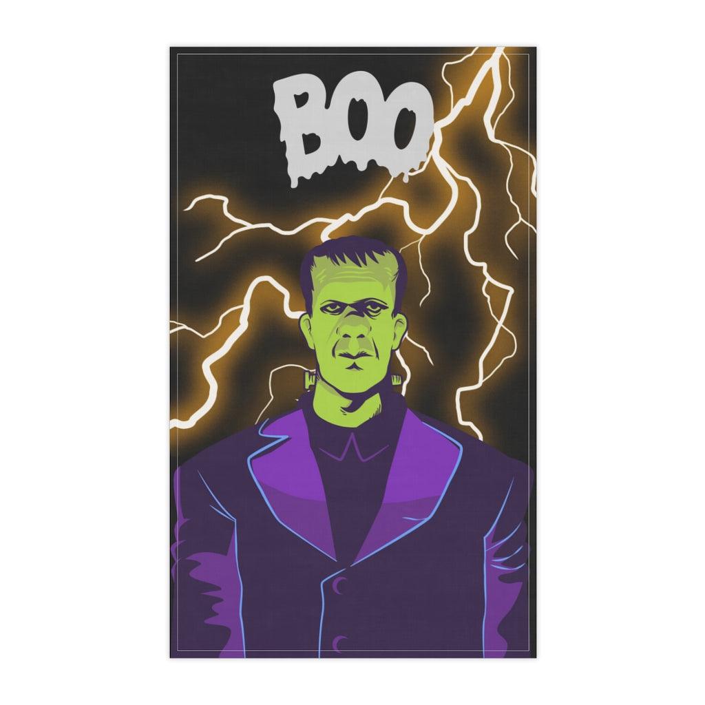 Retro Frankenstein Funny Monster Halloween MCM Kitchen Tea Towel | lovevisionkarma.com