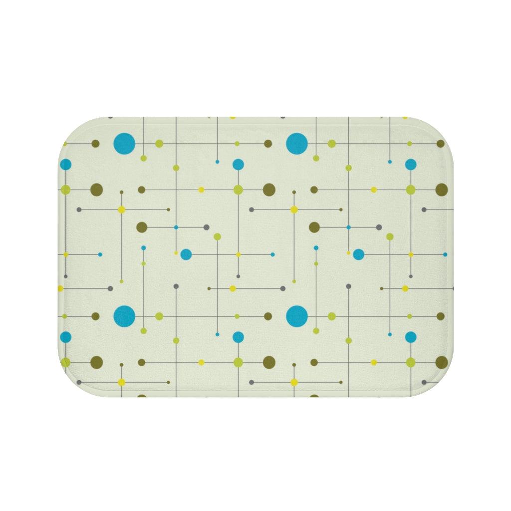 Retro 1950's Mid Century Blue & Green Lines Bath Mat | lovevisionkarma.com