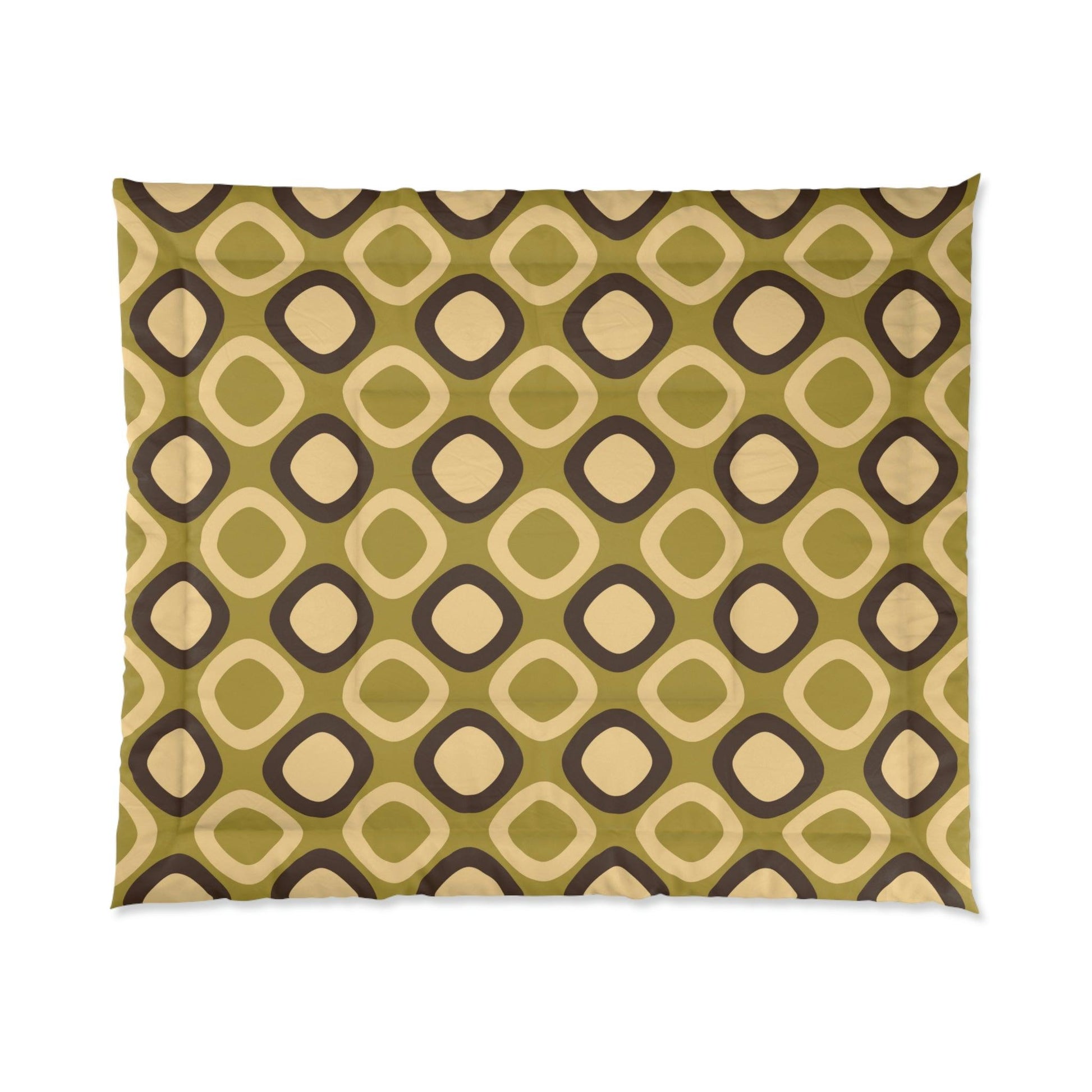 Retro Mod Squares MCM Green Comforter | lovevisionkarma.com