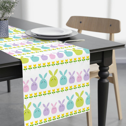 Kawaii Easter Bunnies Cute Multicolor Table Runner | lovevisionkarma.com