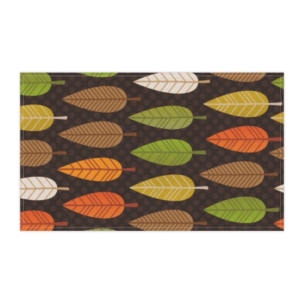 Retro Leaves MCM Brown, Orange & Green Cotton Kitchen Towel | lovevisionkarma.com