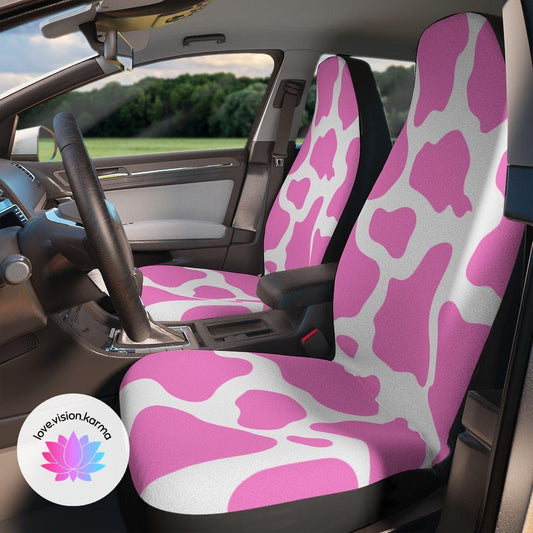 Pink Cow Print Car Seat Covers | lovevisionkarma.com