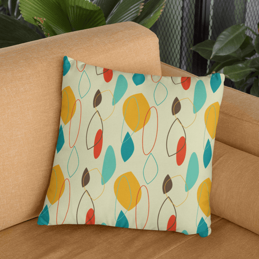 Retro 1950's Abstract Mid Century Mod Blue & Mustard Pillow | lovevisionkarma.com
