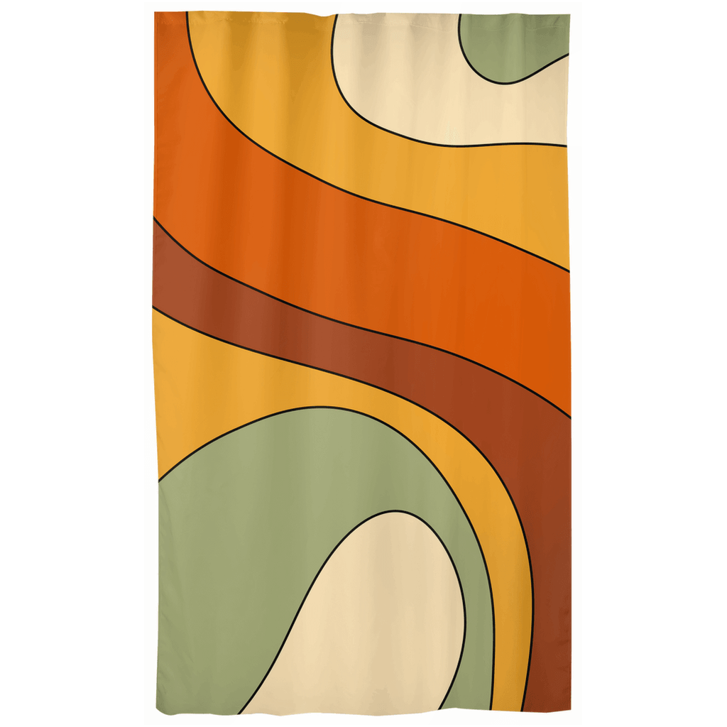 Groovy 60s 70s Mod Retro Orange, Mustard & Green Curtain Panel | lovevisionkarma.com