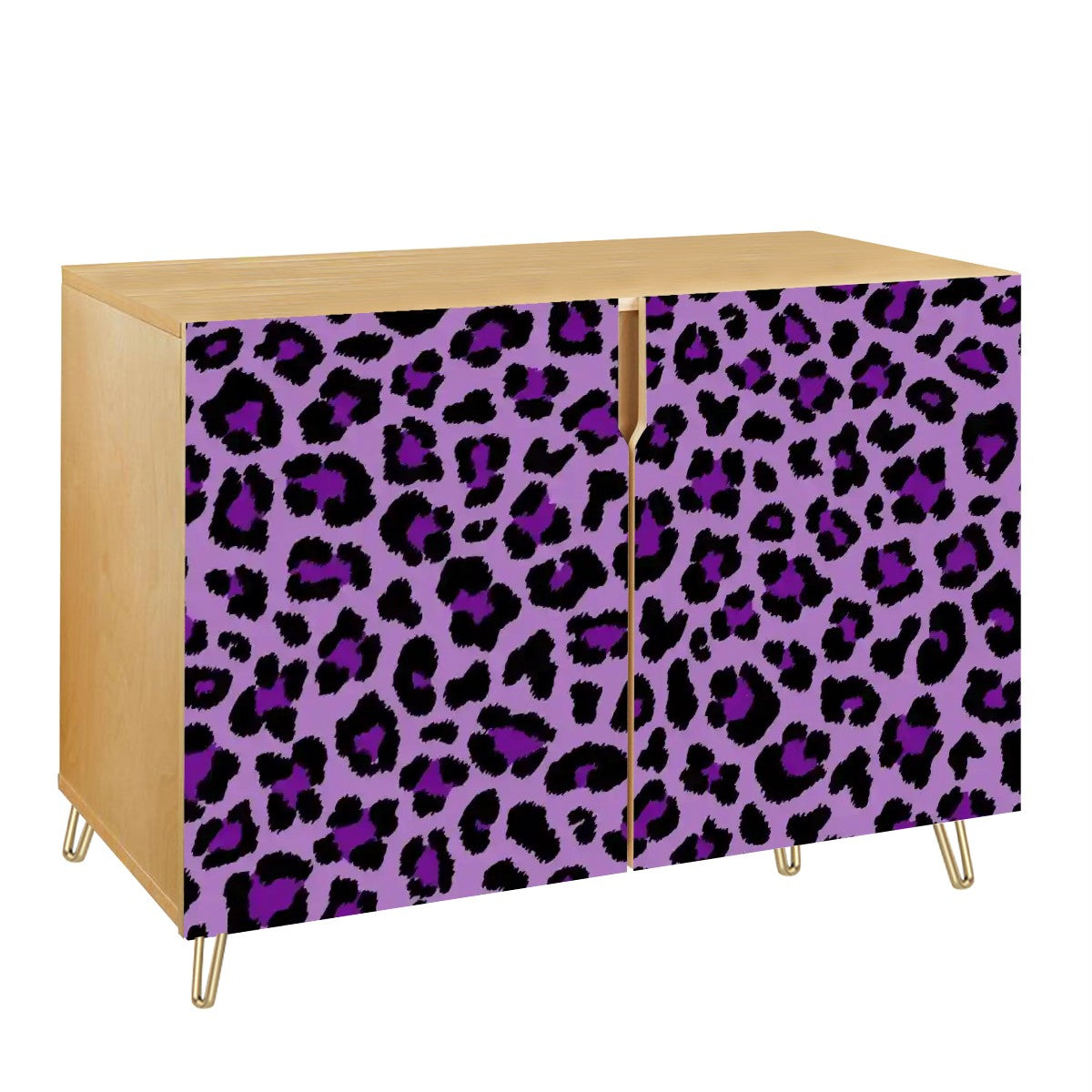 Purple Leopard Spots Cheetah Animal Print MCM Sideboard, Credenza, Wooden Storage Cabinet