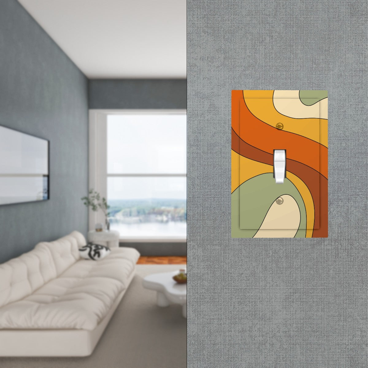 Groovy 60s 70s Mod Retro Orange, Yellow, Green Mid Century Mod Single Toggle Light Switch Cover (1-Gang Wall Plate)