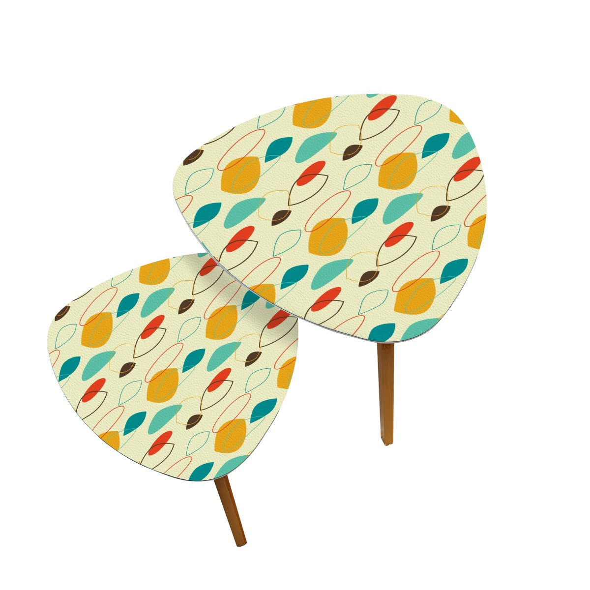 Retro 50s Atomic Abstract Mid Century Modern Multicolor Nesting Accent Tables