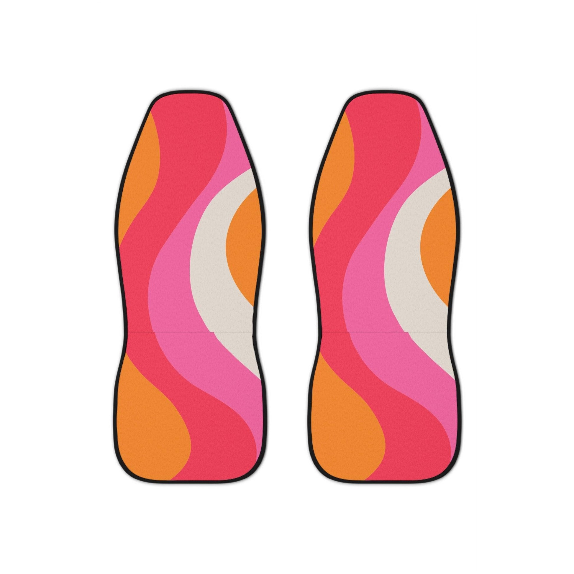 Groovy 60s Swirl Retro Mid Century Mod Pink & Orange Car Seat Covers | lovevisionkarma.com