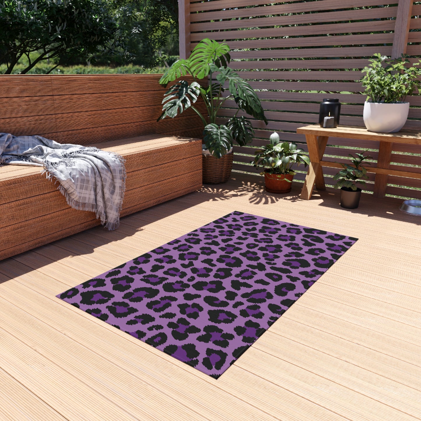 Purple Leopard Cheetah Animal Print Indoor/Outdoor Accent Rug