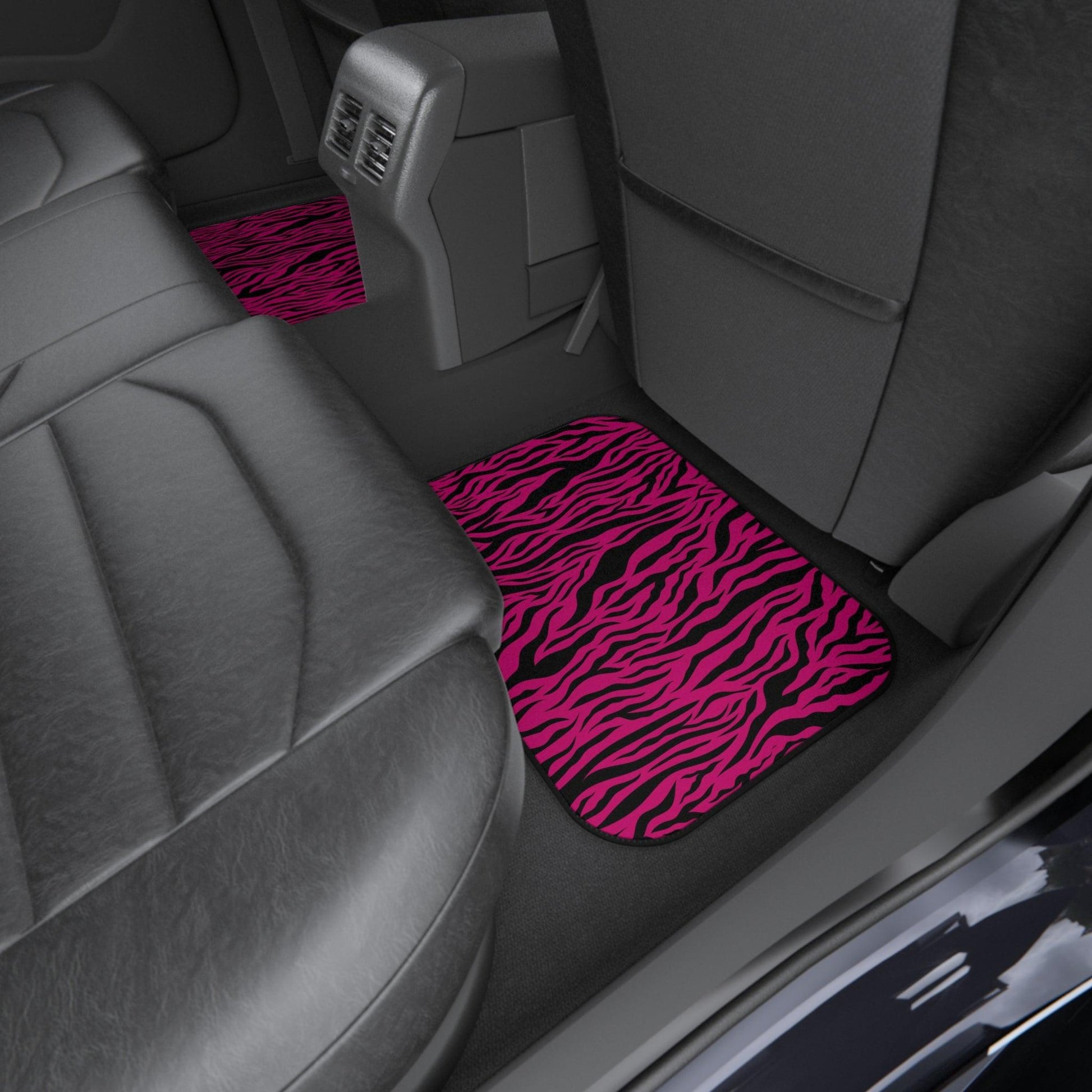 Pink Tiger Stripe Animal Print Car Mats (Set of 4) | lovevisionkarma.com