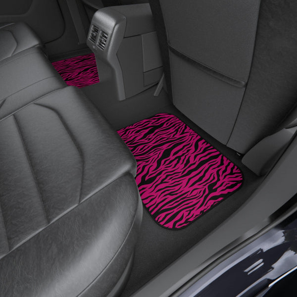 Pink Tiger Stripe Animal Print Car Mats (Set of 4)