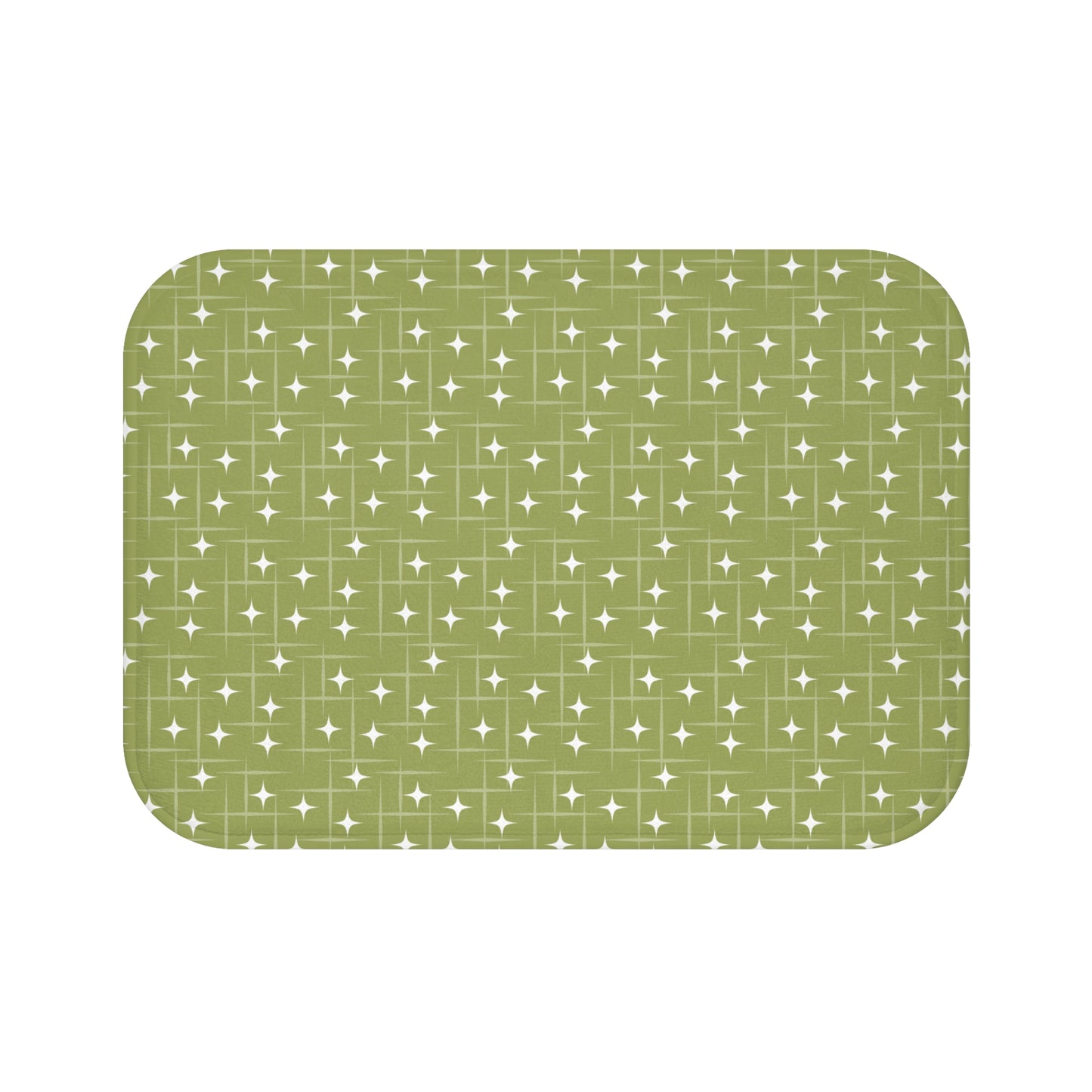 Retro 1950s Burst Mid Century Modern Green Bath Mat