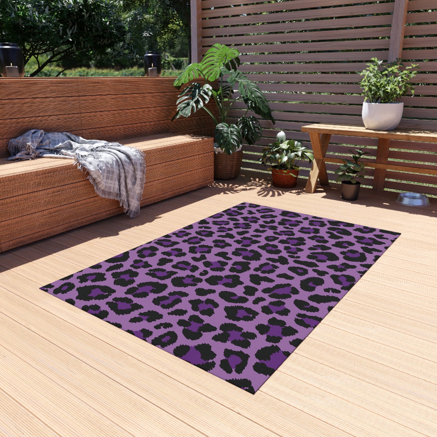 Purple Leopard Cheetah Animal Print Indoor/Outdoor Accent Rug