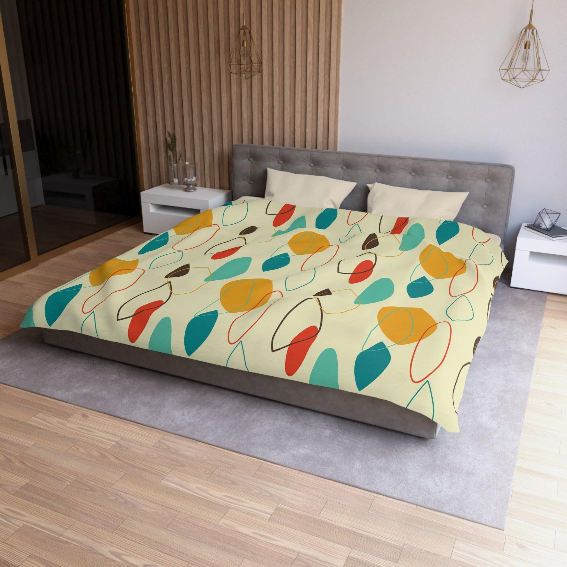 Retro 50s Abstract Mid Century Modern Multicolor Duvet Cover | lovevisionkarma.com