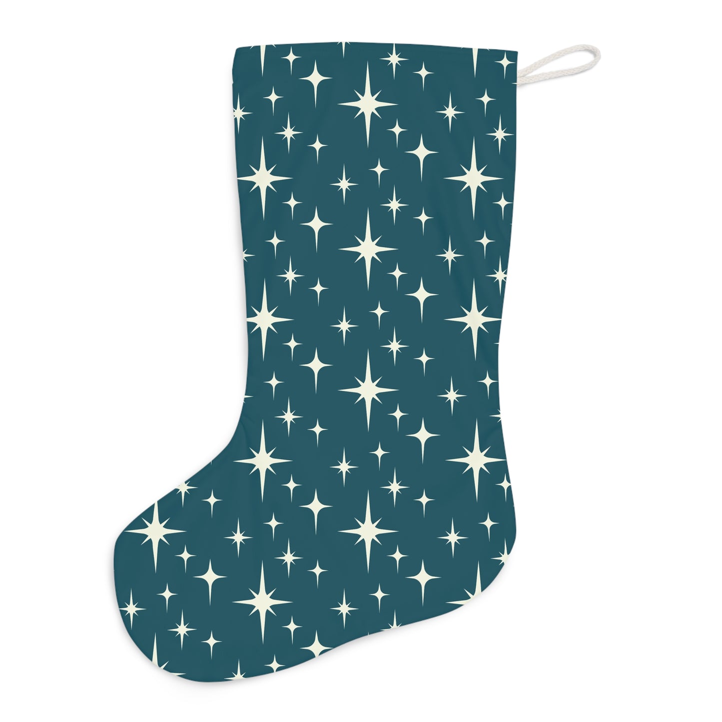 Retro 50s Atomic Starburst Mid Century Modern Blue & Cream Christmas Stocking