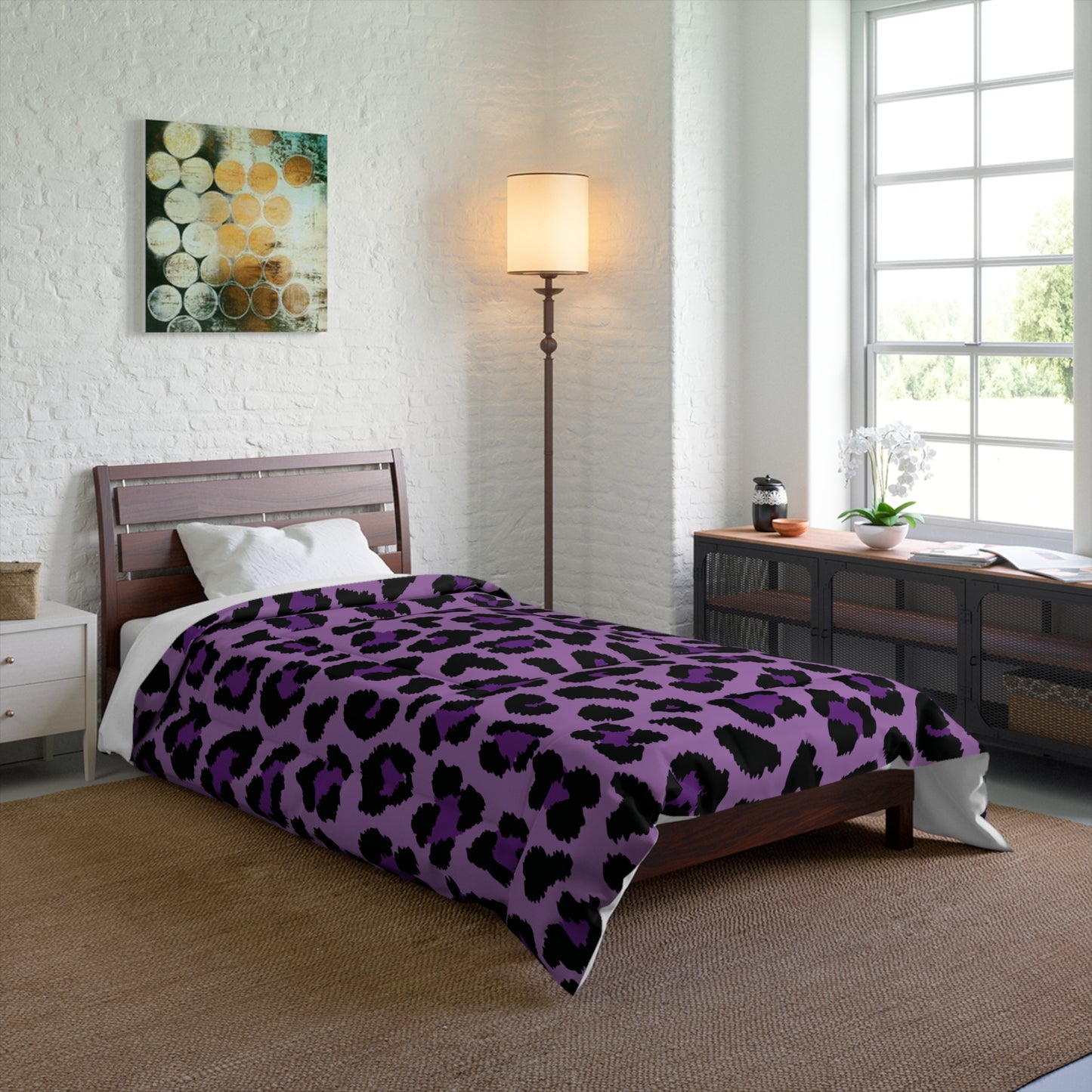 Purple Leopard Animal Print Cheetah Spots Comforter