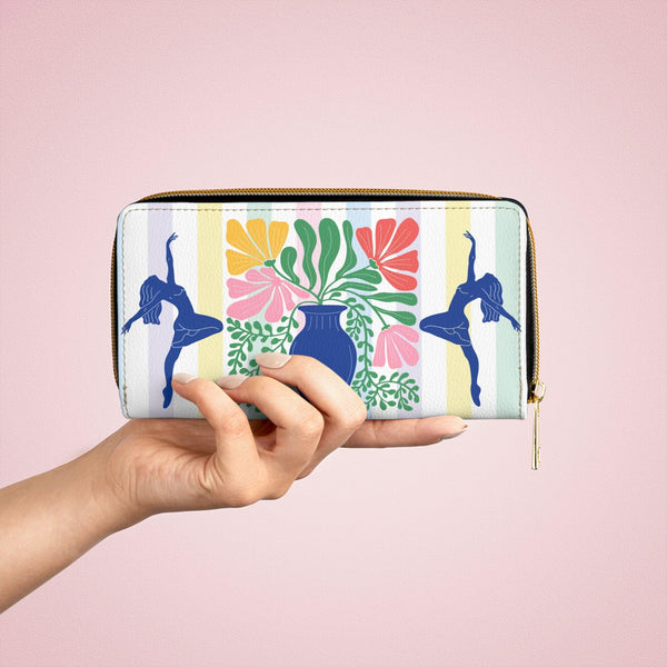 Retro Florals & Women Silhouettes Dual Design Matisse Inspired Zipper Wallet | lovevisionkarma.com