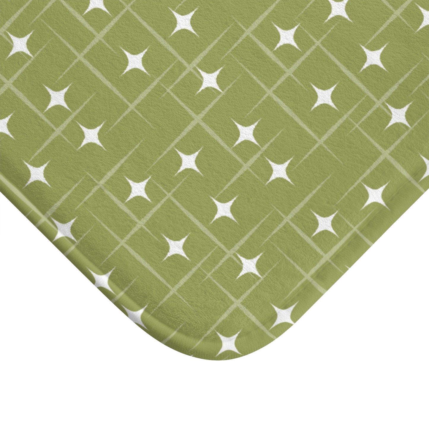 Retro 1950s Burst Mid Century Modern Green Bath Mat