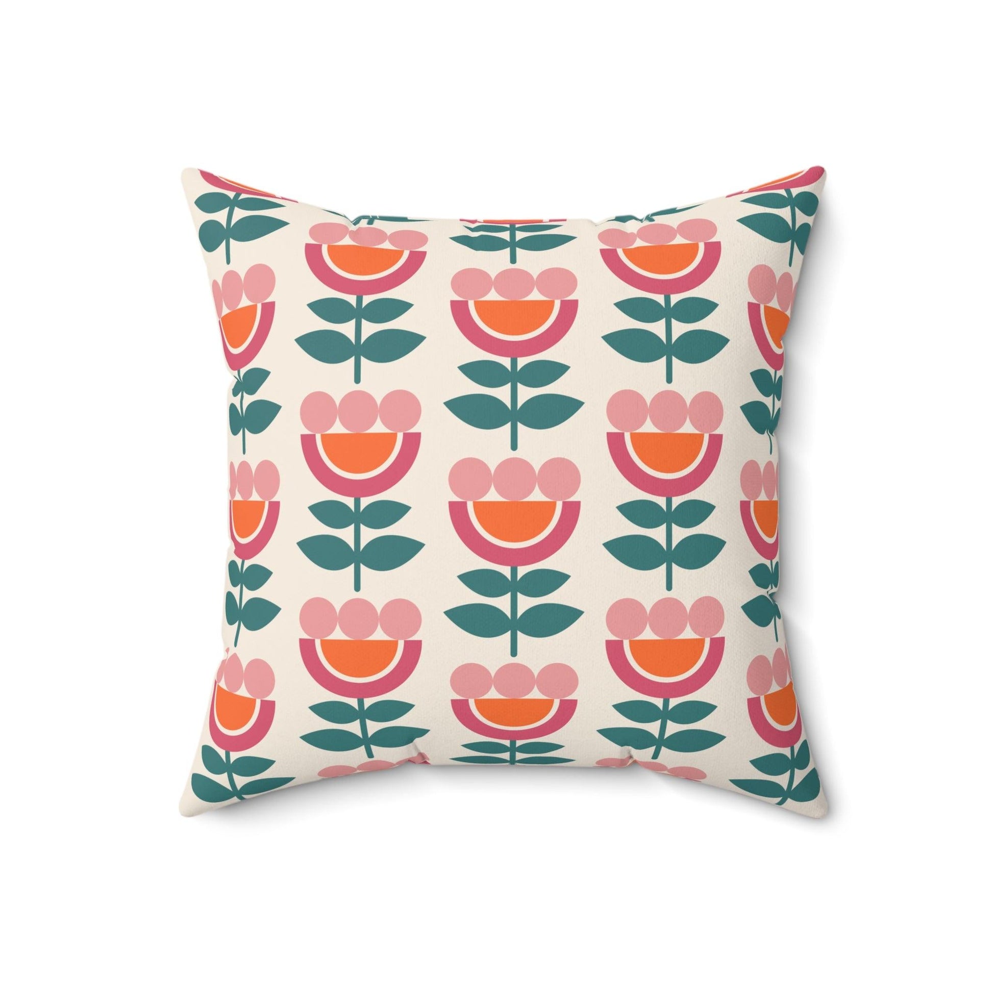 Retro Danish Flowers Scandinavian Mid Century Mod Multicolor Throw Pillow | lovevisionkarma.com