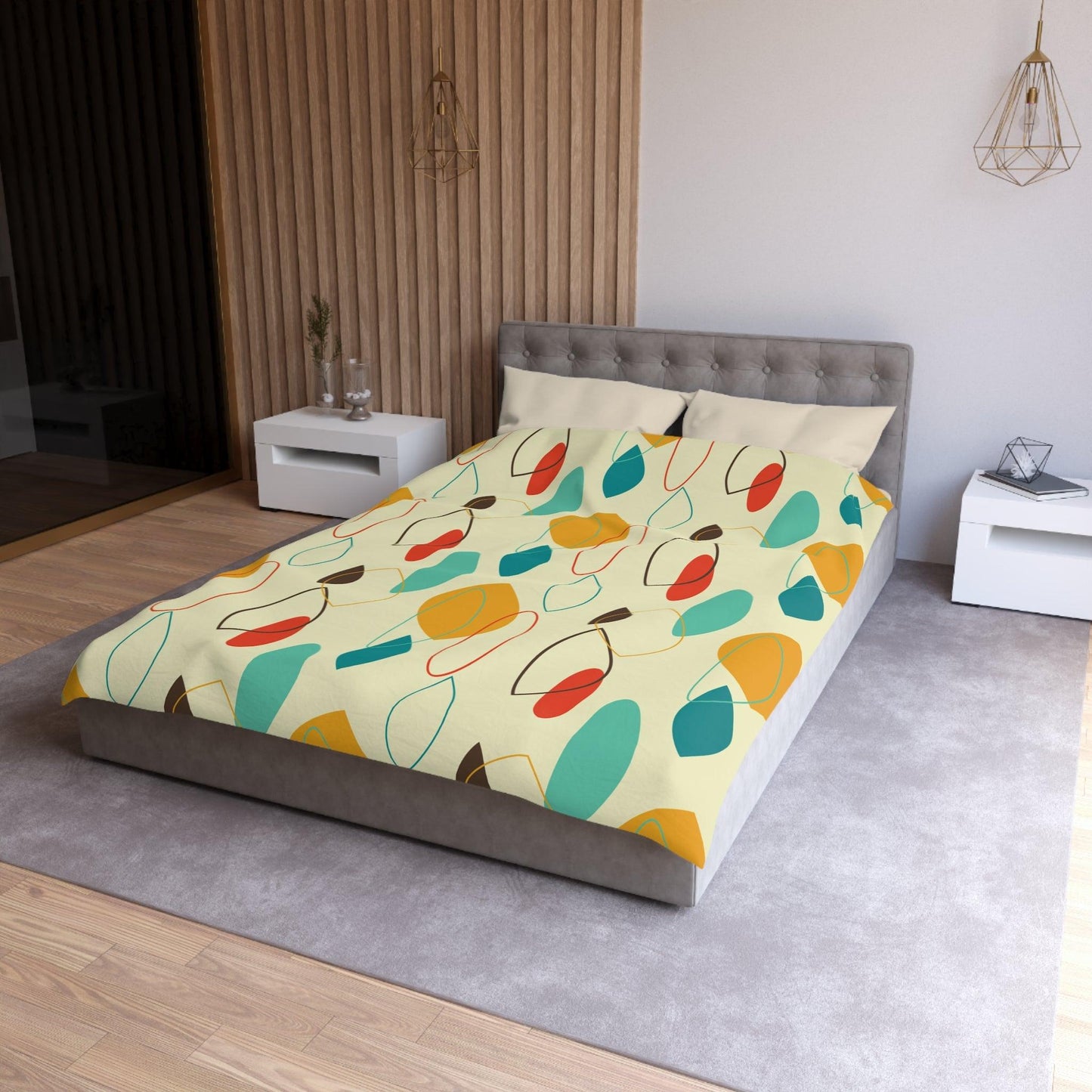 Retro 50s Abstract Mid Century Modern Multicolor Duvet Cover | lovevisionkarma.com