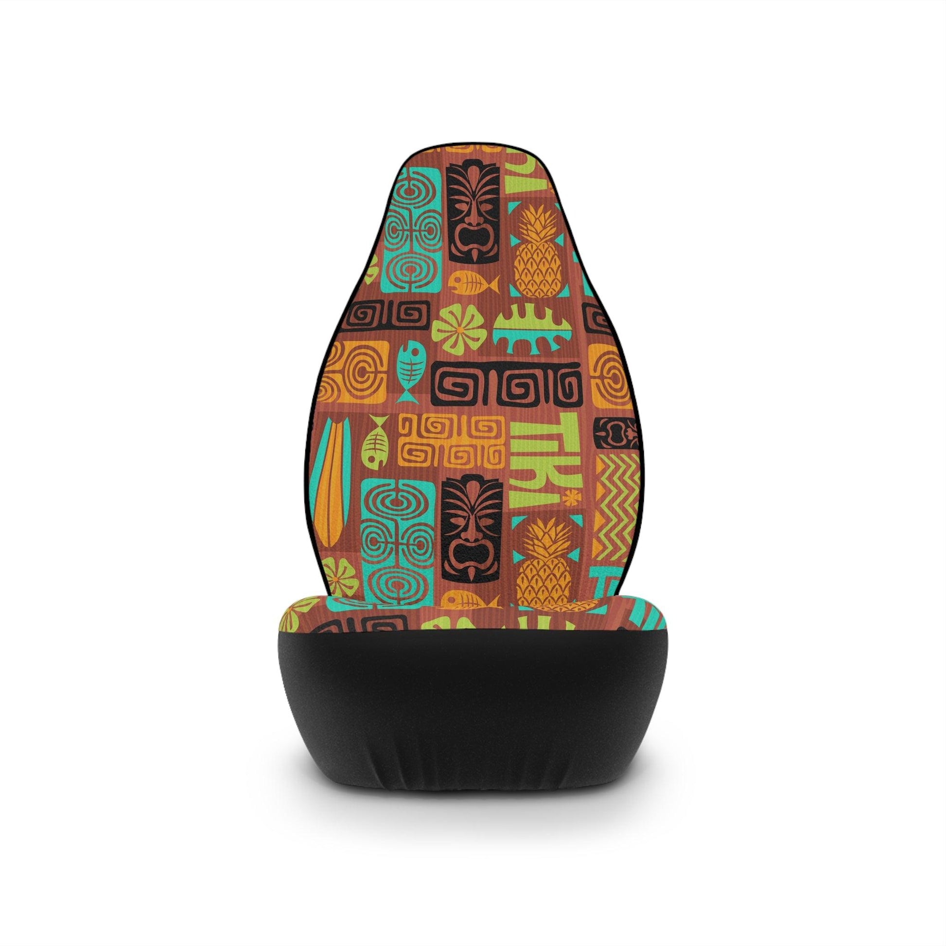 Retro Tiki 60's MCM Brown, Green and Blue Car Seat Covers | lovevisionkarma.com