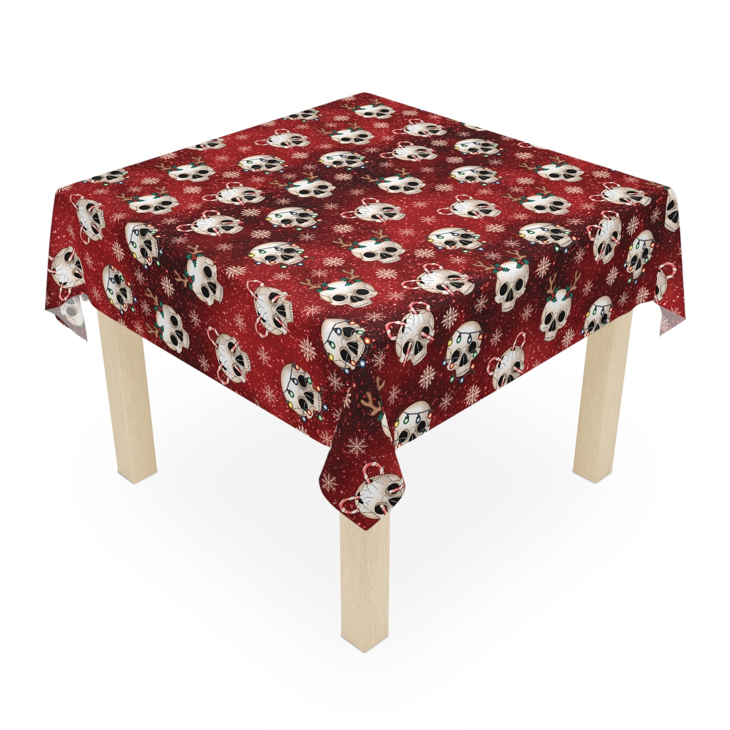 Goth Christmas Skulls, Red Gothmas Creepmas Whimsigoth Tablecloth