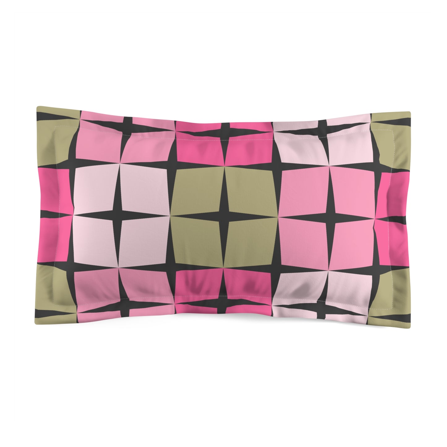 Palm Springs Inspired Retro 50s 60s Atomic Star Mid Century Mod Pink & Green Pillow Sham