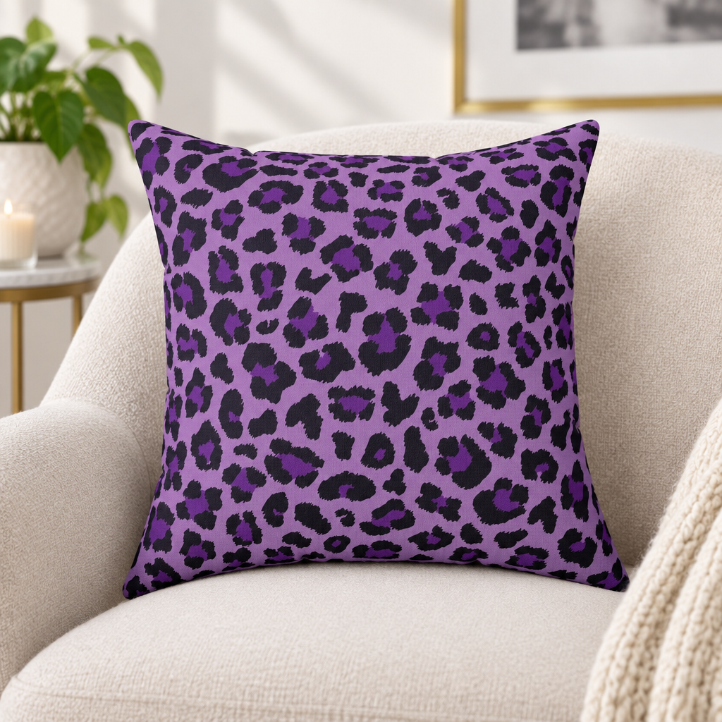 Purple Leopard Spots Cheetah Animal Print Throw Pillow